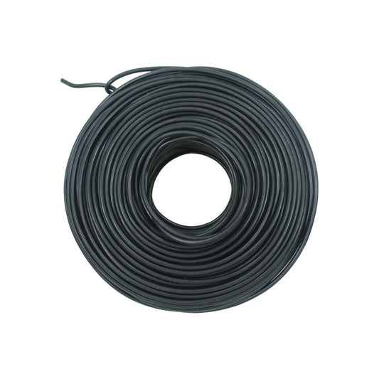 Rollo de cable eléctrico negro calibre 12 de 100 metros para instalaciones residenciales y comerciales.