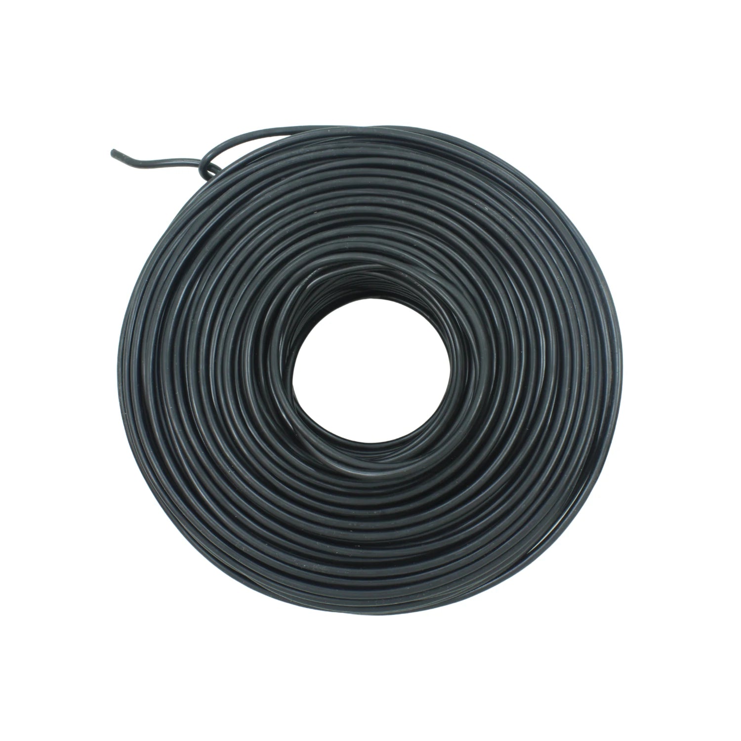 Cable eléctrico negro calibre 14 en rollo, aislamiento resistente para uso doméstico o industrial.