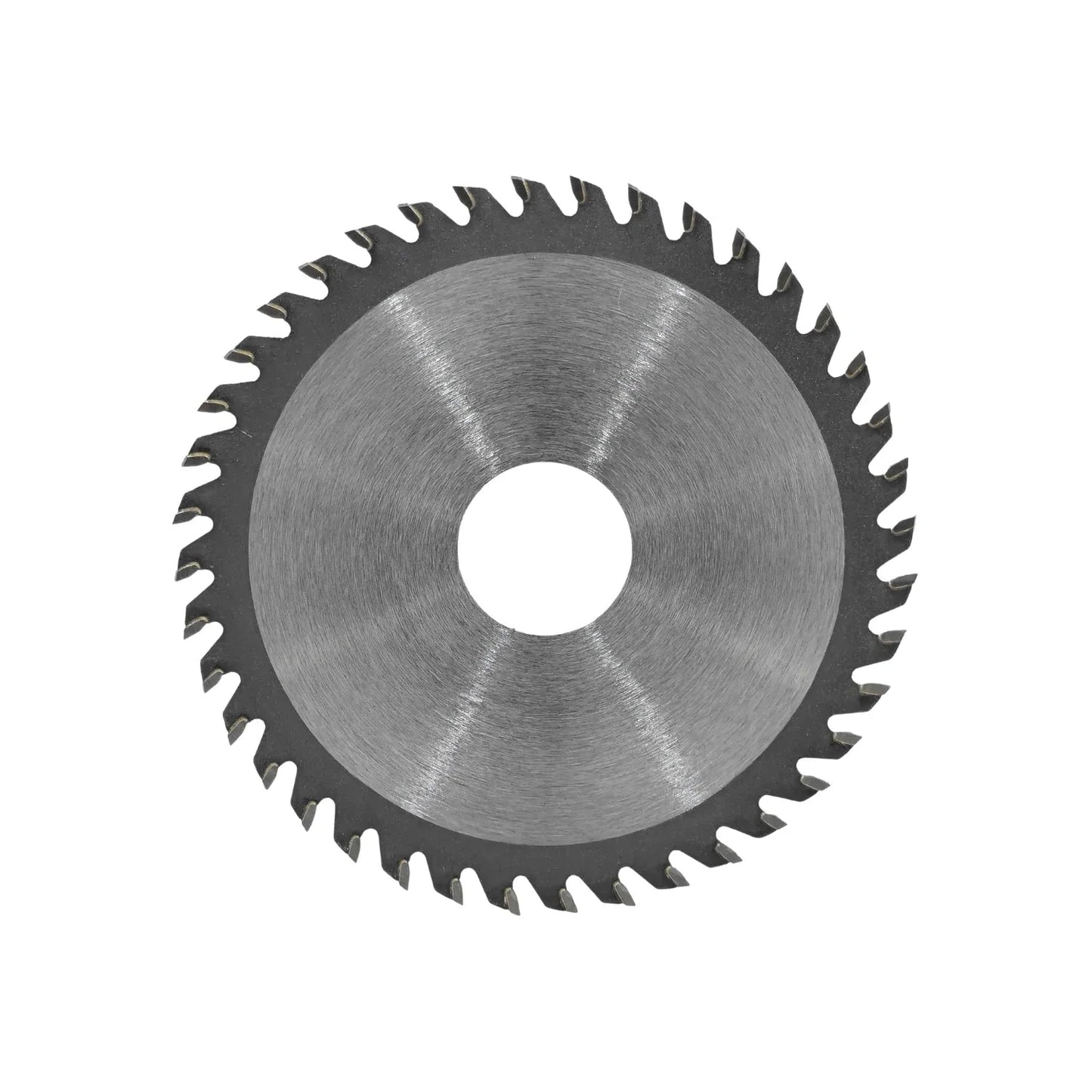 Disco sierra circular metálico de 4 3/8 pulgadas, 40 dientes para cortes precisos en madera.