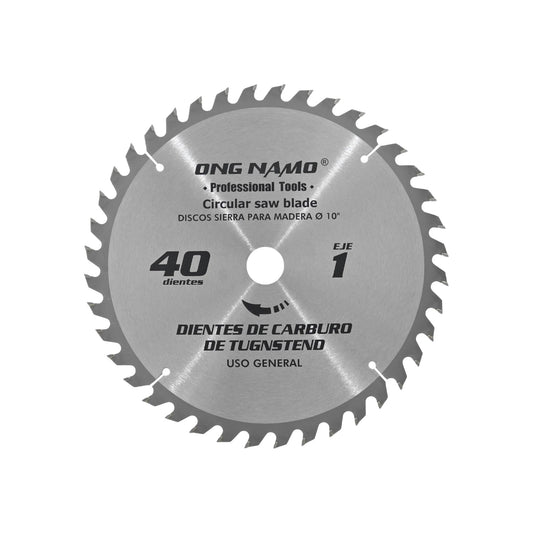 Disco sierra circular Ong Namo 10 pulgadas, 40 dientes de carburo de tungsteno para madera.