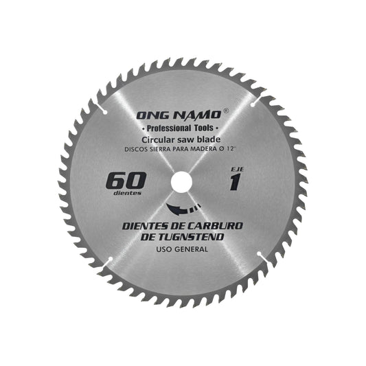 Disco sierra circular ONG NAMO 12 pulgadas 60 dientes de carburo de tungsteno para madera uso general.