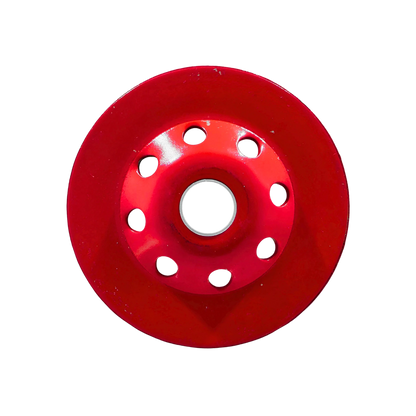 Copa diamante roja 4 1/2" para desbaste y pulido de concreto, piedra y mampostería