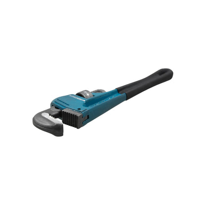 Llave Stillson ajustable para tuberías con cuerpo azul y mango negro ergonómico profesional