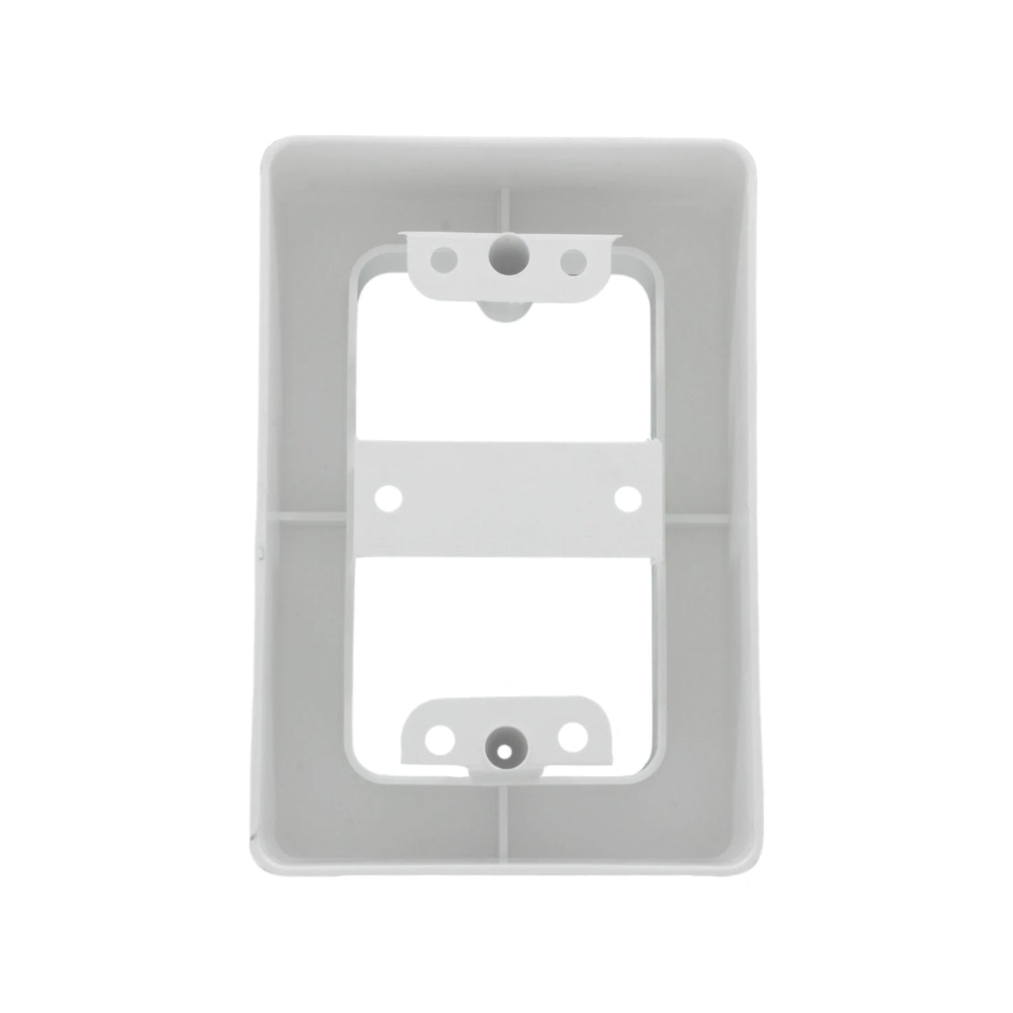 Caja universal de plástico blanca para montaje de canaleta eléctrica, con puntos de fijación internos