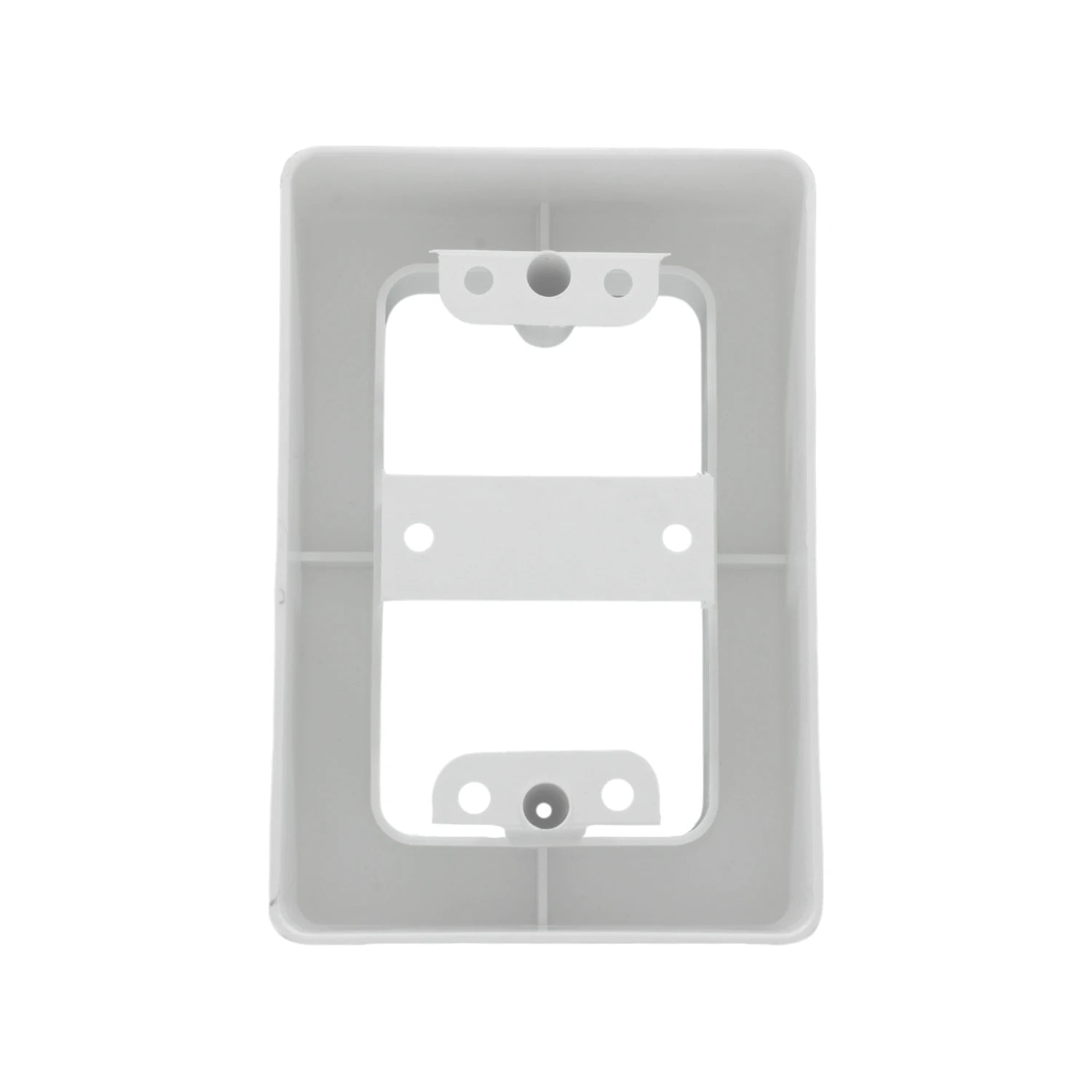 Caja universal de plástico blanca para montaje de canaleta eléctrica, con puntos de fijación internos