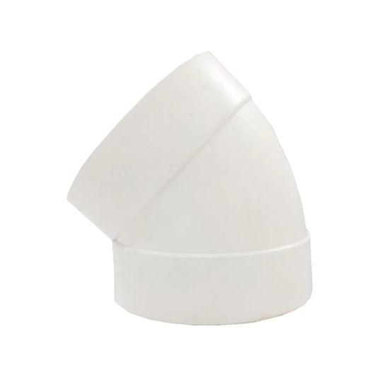 Codo PVC sanitario blanco de 45 grados para tuberías de 4 pulgadas (100mm)