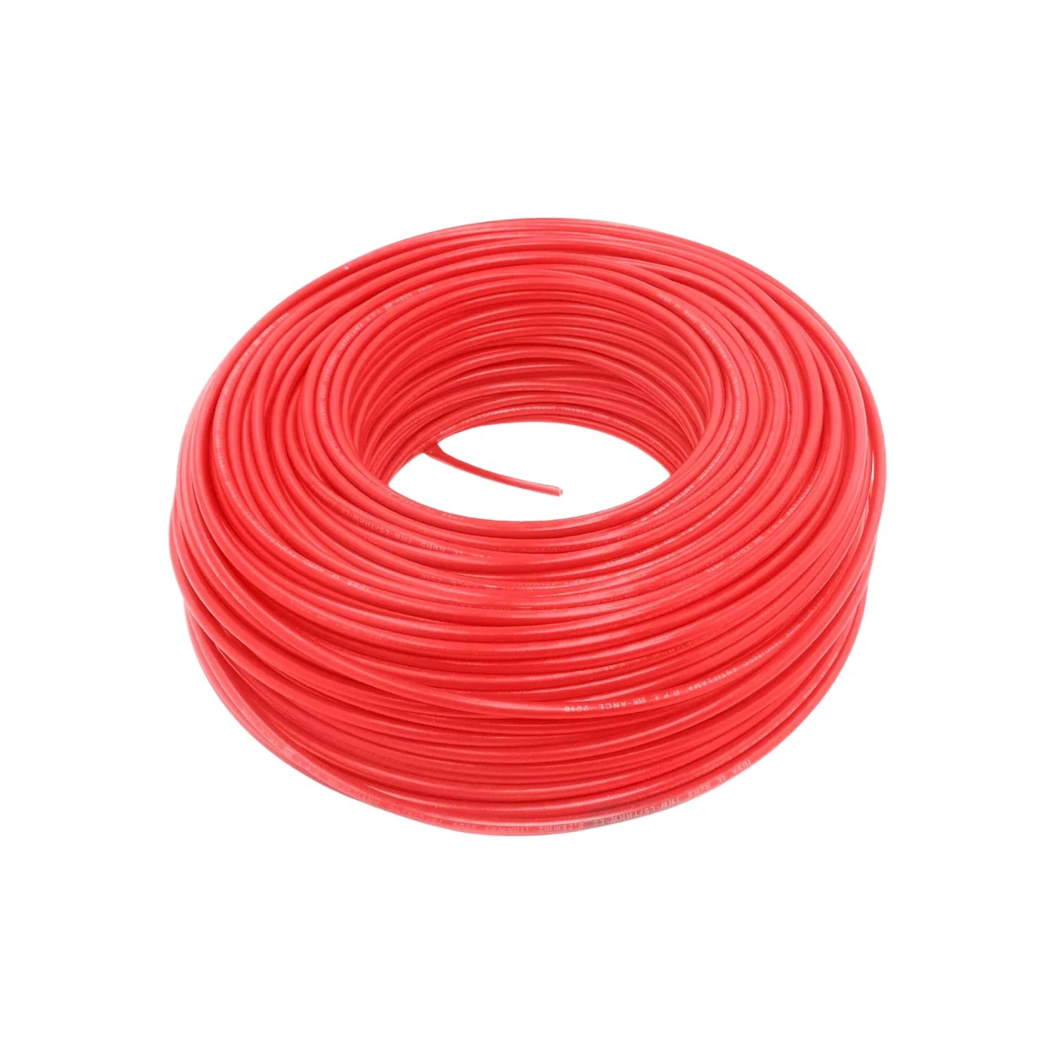 Bobina de cable eléctrico rojo antiflama, aislado 1000V, sección 2.5mm², certificado CE y RoHS
