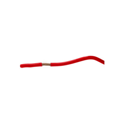 Cable eléctrico rojo #12 de cobre trenzado, con aislamiento pelado, para instalaciones y conexiones eléctricas.