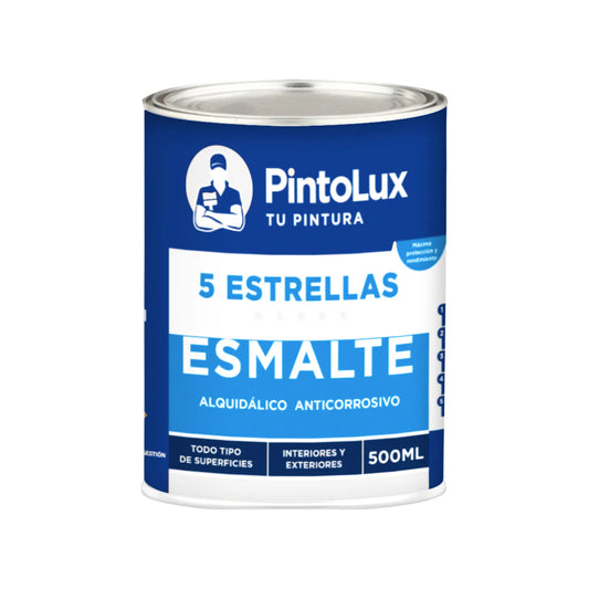 Pintura esmalte alquidálico anticorrosivo PintoLux 5 Estrellas 500ml. Máxima protección, interior y exterior.