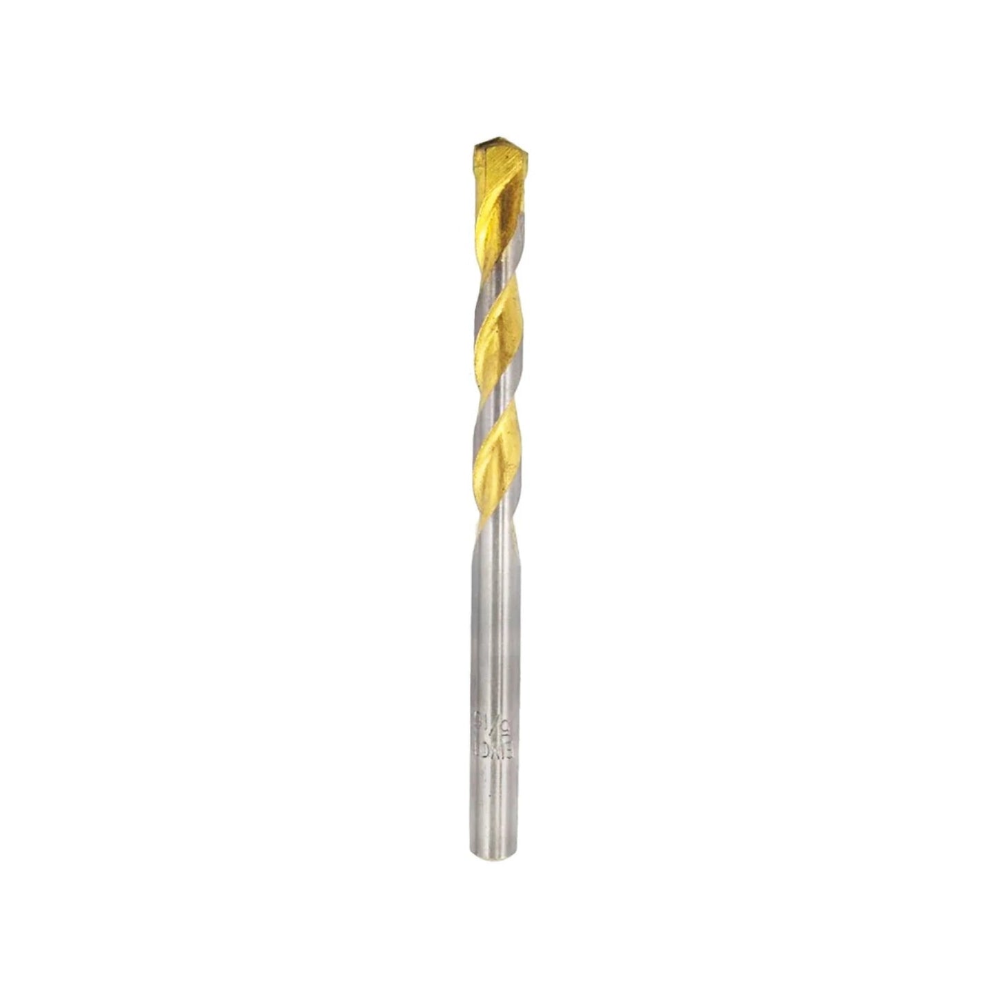 Broca para concreto 5/16 pulgadas con punta dorada y cuerpo plateado, ideal para perforar cemento y ladrillo
