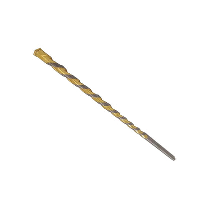 Broca para concreto 5/16"x13" con vástago estriado y punta de carburo, diseño bicolor oro y gris para taladro percutor