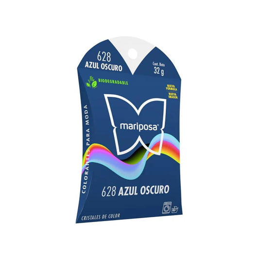 Colorante Mariposa azul oscuro 628 cristales 32g biodegradable para ropa y telas