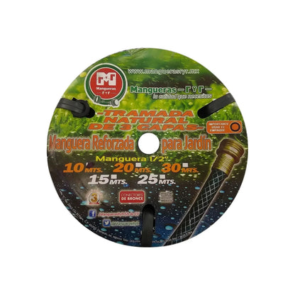 Manguera de jardín reforzada 1/2 pulgada R y R 10 metros, tramada 3 capas, conectores de bronce
