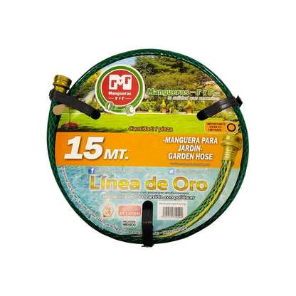 Manguera tramada 1/2"x15 m línea de oro Ryr J585