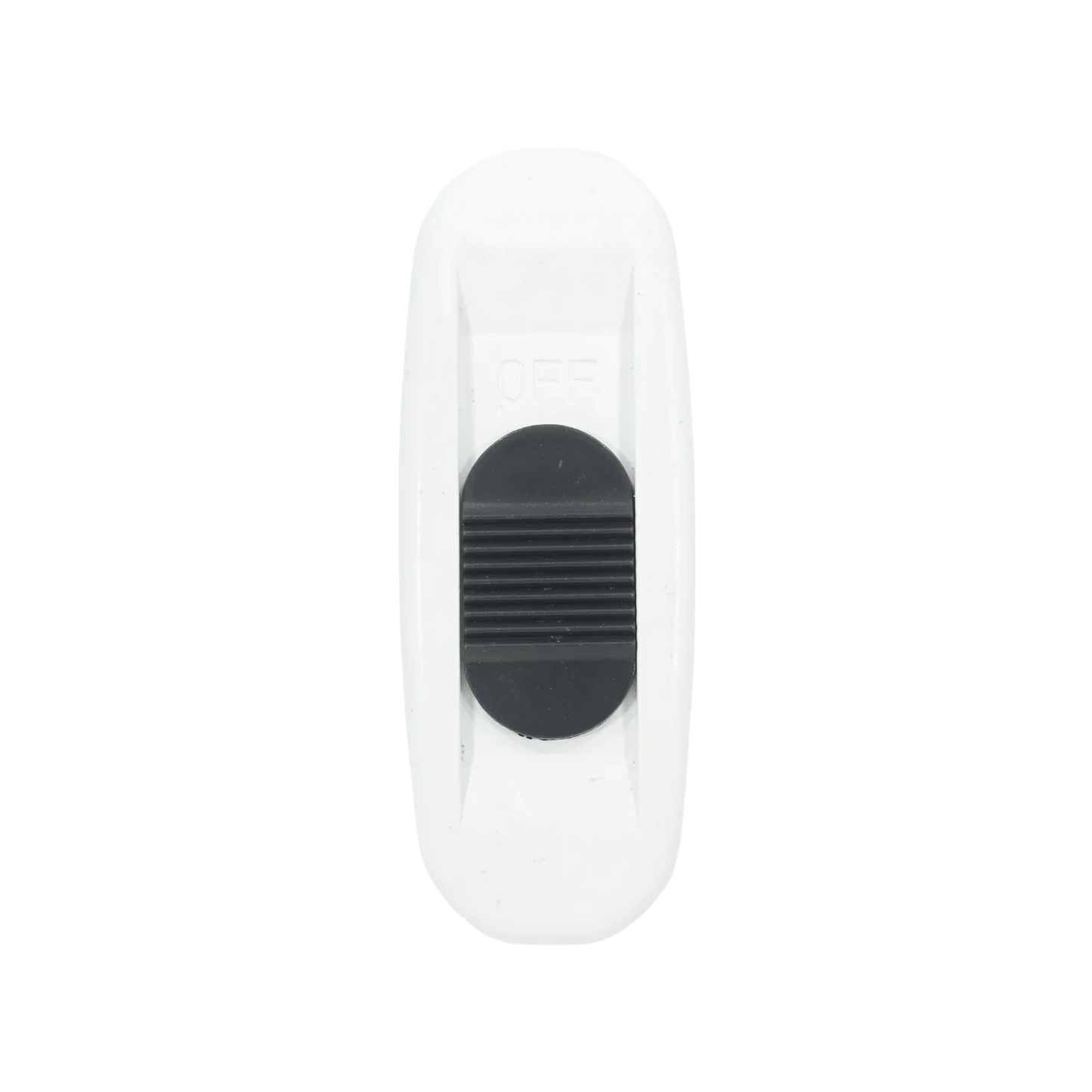 Apagador de paso blanco con tecla deslizante negra, interruptor on/off para cable eléctrico