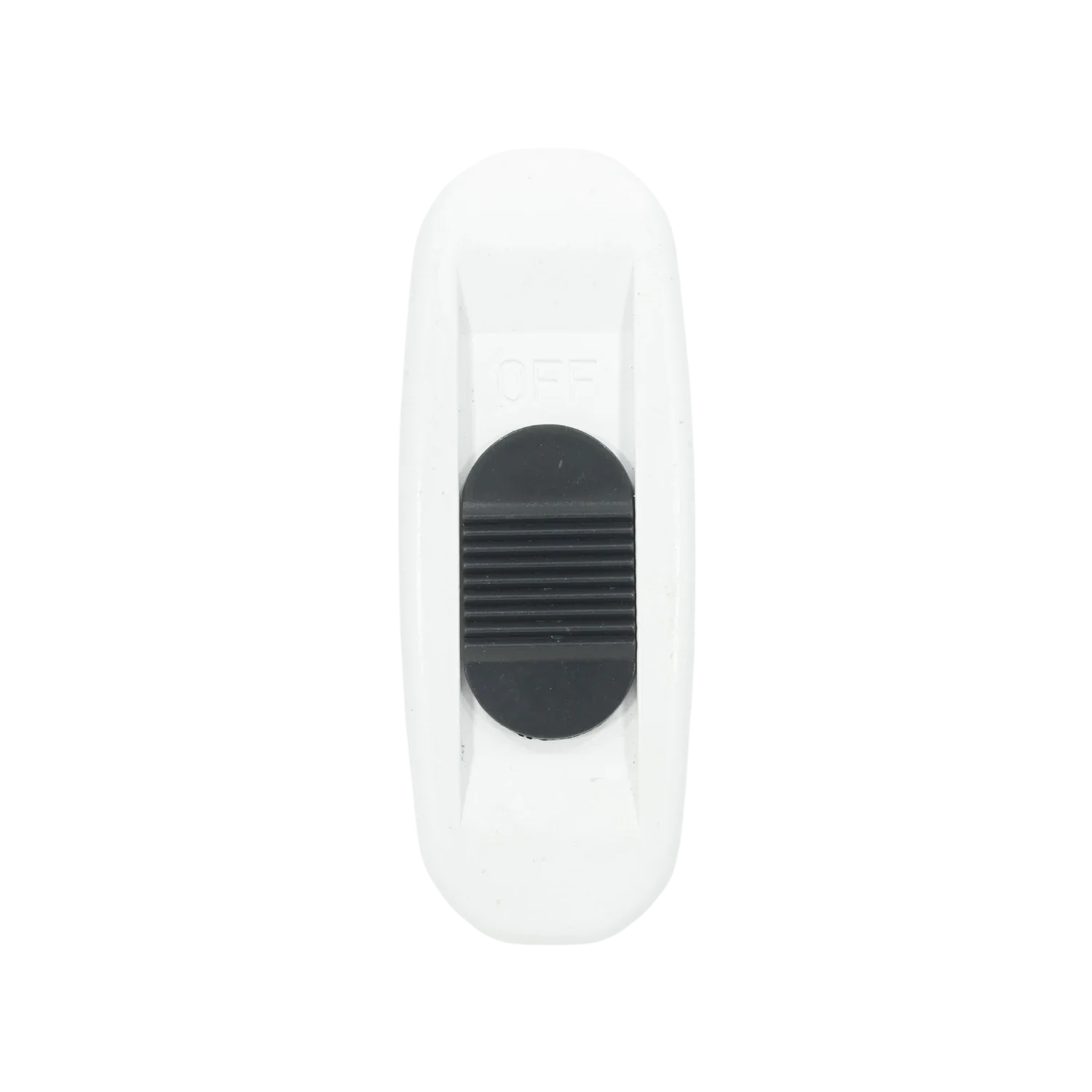 Apagador de paso blanco con tecla deslizante negra, interruptor on/off para cable eléctrico