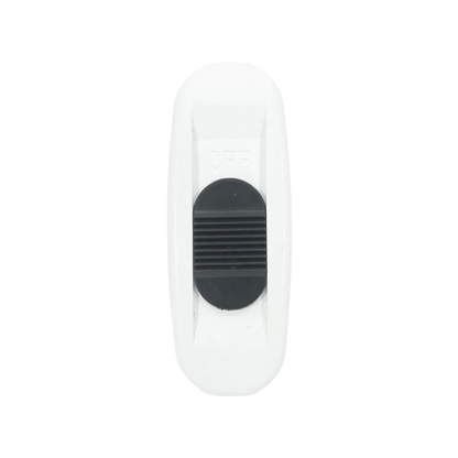 Apagador de paso blanco con tecla deslizante negra, interruptor on/off para cable eléctrico