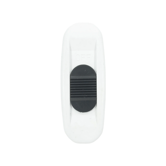 Apagador de paso blanco con tecla deslizante negra, interruptor on/off para cable eléctrico