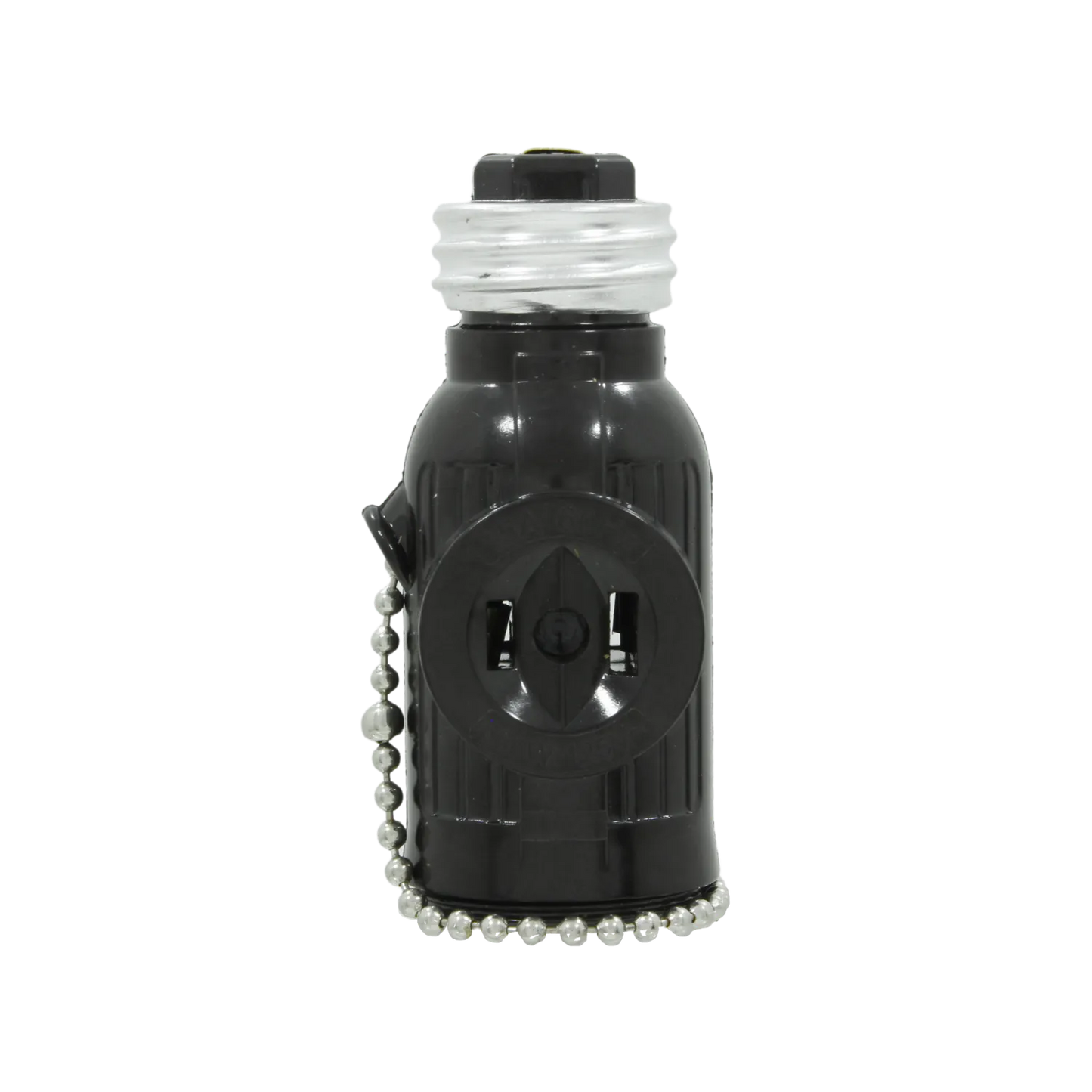 Socket ladrón negro con interruptor de cadena, convierte portalámpara en enchufe de 3 vías.