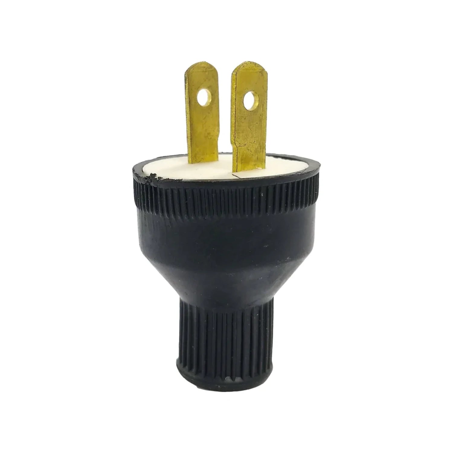 Clavija eléctrica negra de 2 puntas planas, conector macho para extensión o cableado de ferretería.
