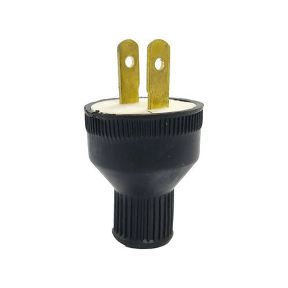 Clavija eléctrica negra de 2 puntas planas, conector macho para extensión o cableado de ferretería.