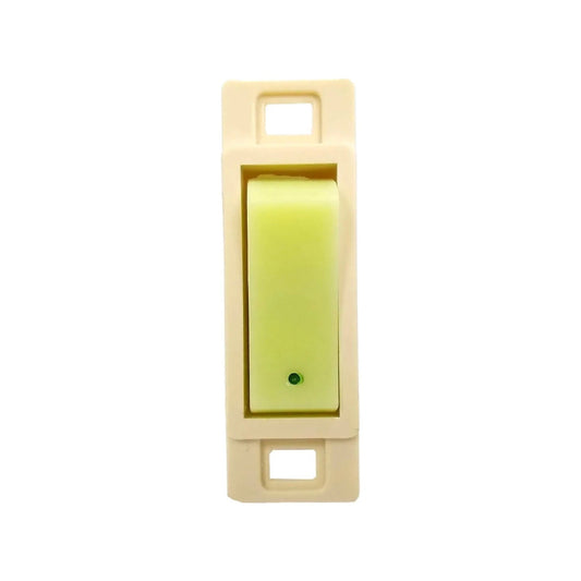 Interruptor de luz sencillo fluorescente verde lima con punto indicador, para instalación eléctrica