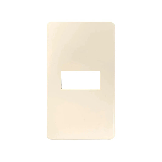 Placa de pared marfil con 1 ventana, compatible con tomas eléctricas y de datos