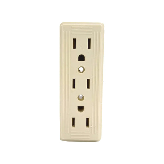 Contacto triple eléctrico marfil para enchufes polarizados, práctico divisor de corriente