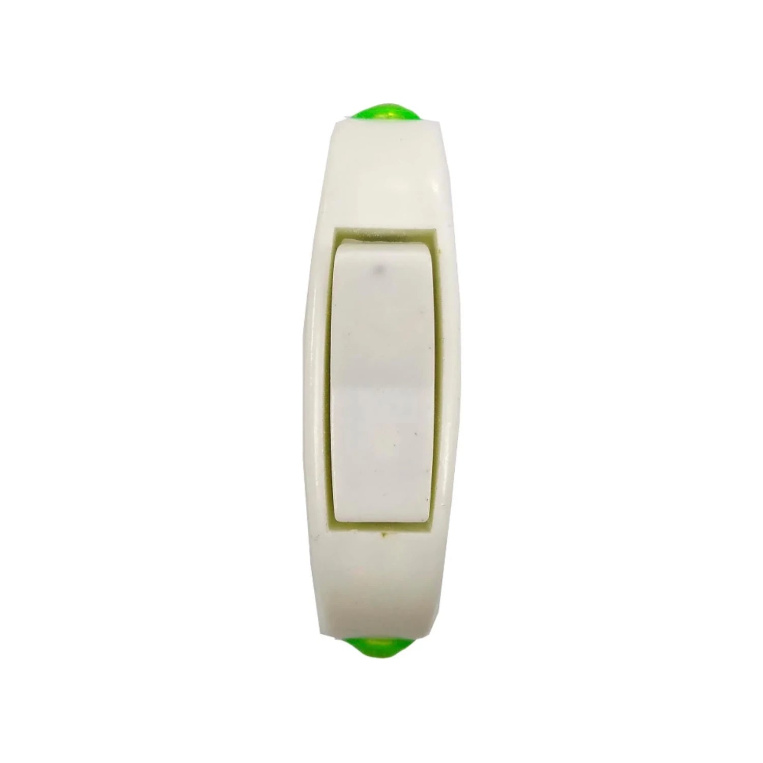Apagador de paso blanco, interruptor rocker con detalles verdes para cable