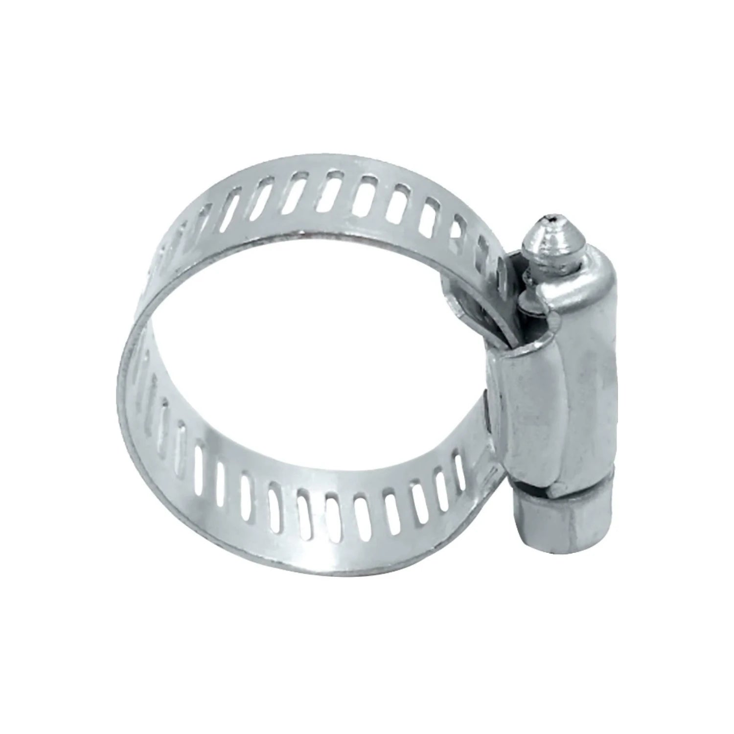 Abrazadera sin fin de acero ajustable para mangueras y tuberías, plateada