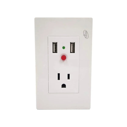 Placa de pared eléctrica blanca León con 1 contacto y 2 puertos USB para carga