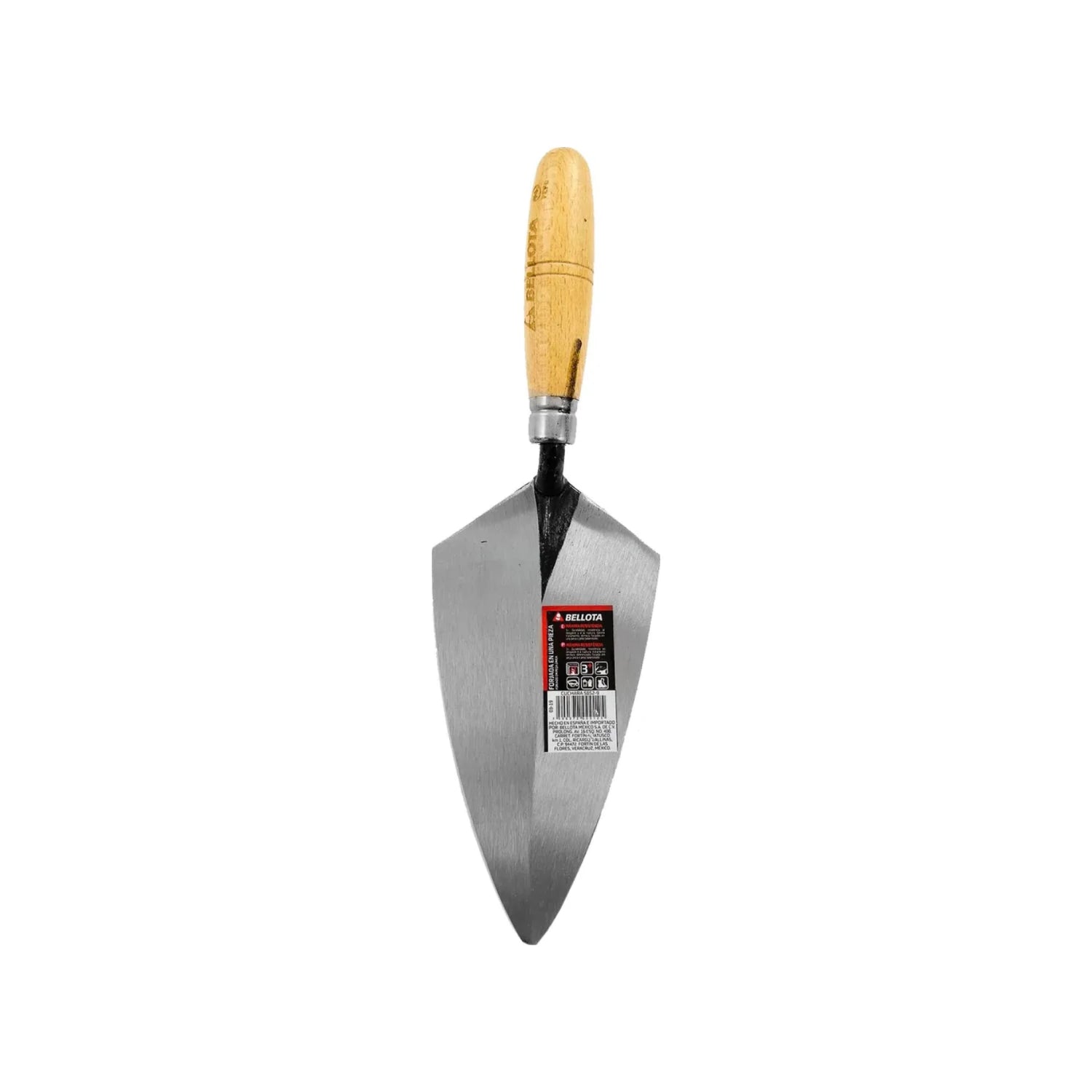 Cuchara de albañil Bellota con mango de madera, herramienta de construcción para mezcla y aplicación de mortero