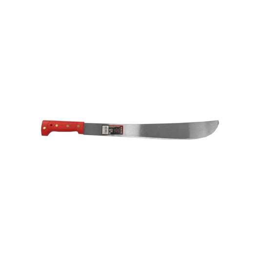 Machete Bellota de 18 pulgadas, hoja pulida y mango rojo resistente para jardinería y trabajos agrícolas.