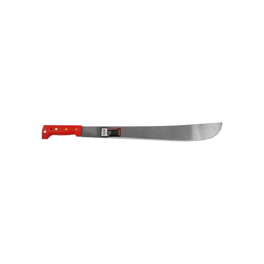Machete Bellota 20" de acero pulido, con mango rojo ergonómico. Herramienta de corte para desbroce y jardinería.