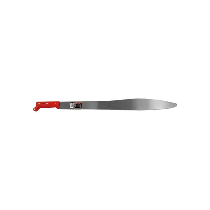 Machete Bellota con hoja pulida de acero, mango ergonómico rojo, para desmalezado y tareas agrícolas.