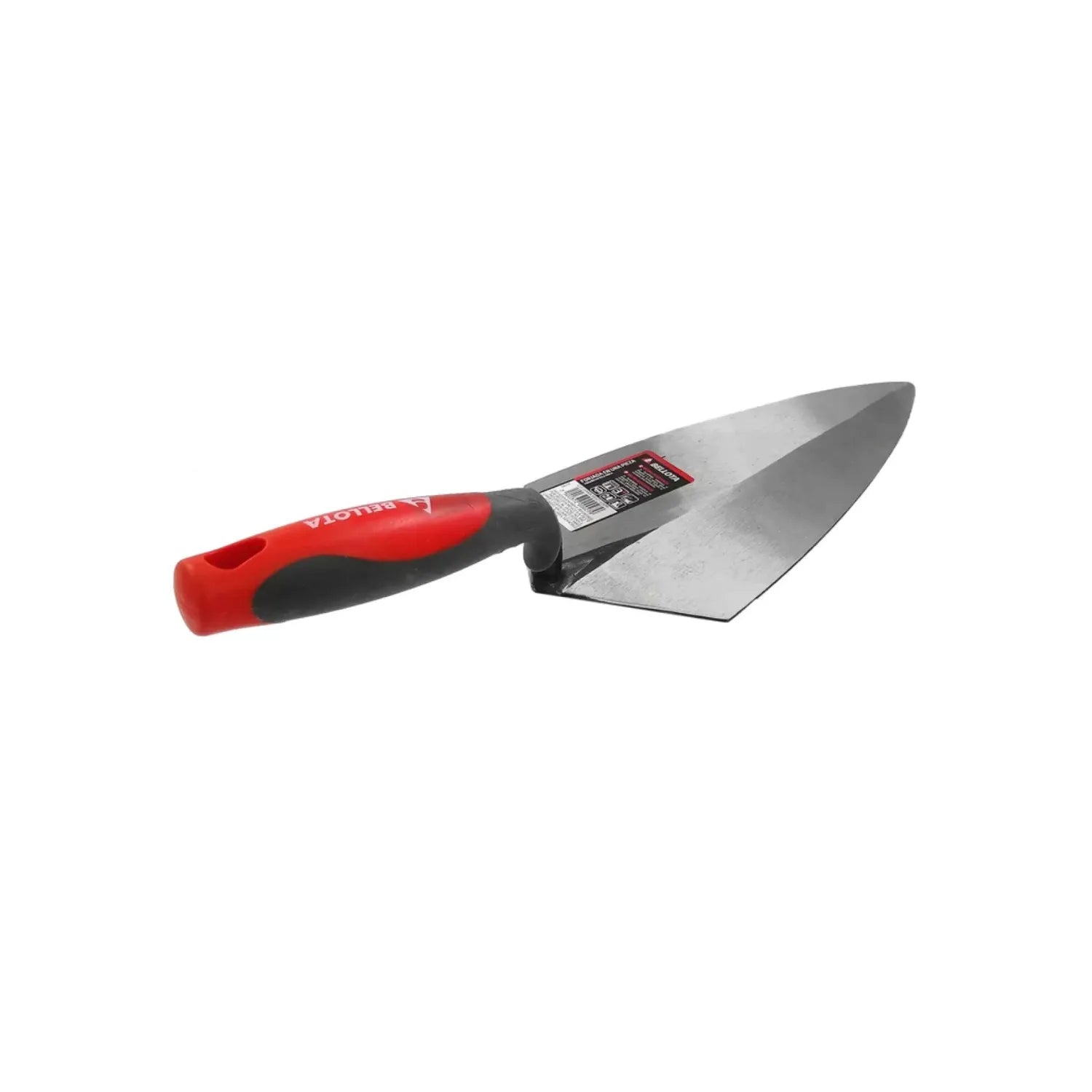Paleta de albañil Bellota con hoja de acero forjado y mango ergonómico bimaterial rojo y negro para construcción