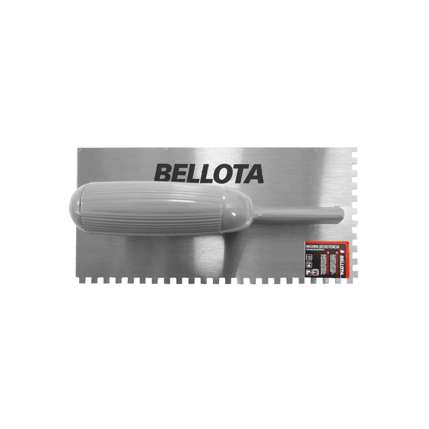 Llana dentada Bellota con mango ergonómico gris para aplicación de mortero y adhesivo en alicatado y pavimentado