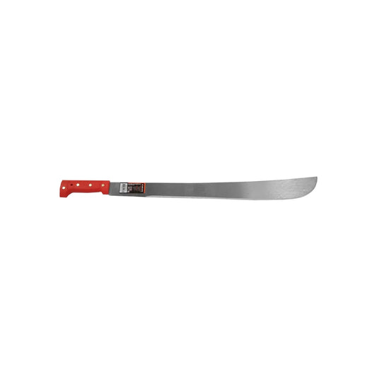 Machete Bellota de acero con mango rojo, máxima resistencia para trabajos de campo y jardín.