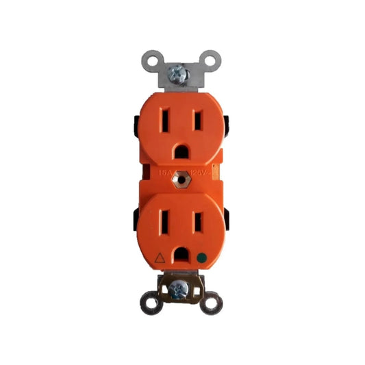 Contacto eléctrico dúplex naranja 15A 125V