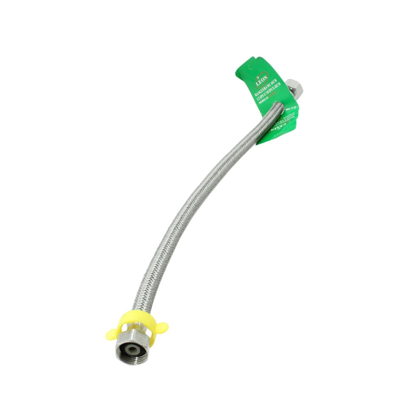 Manguera flexible trenzada de acero inoxidable LEON 48cm para WC con conexiones metálicas