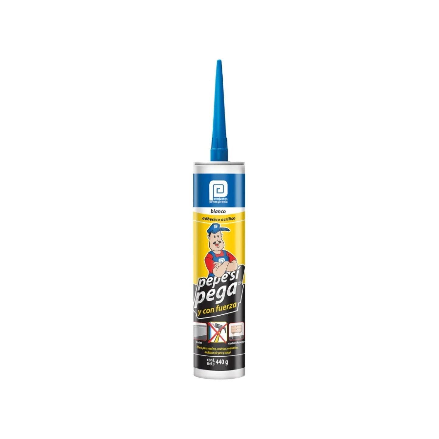 Adhesivo acrílico blanco Pepe 440g, no use clavos para madera, cerámica y molduras