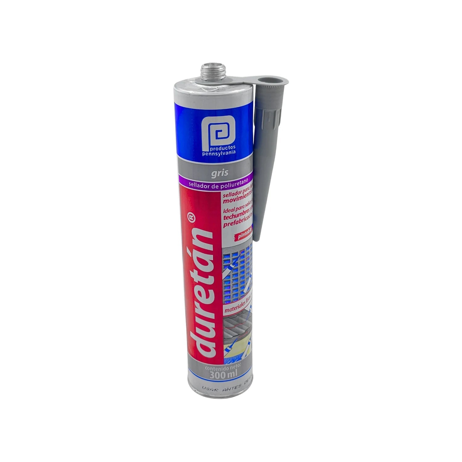 Sellador de poliuretano gris Pennsylvania Duretán 300ml para juntas de movimiento, techos y prefabricados.