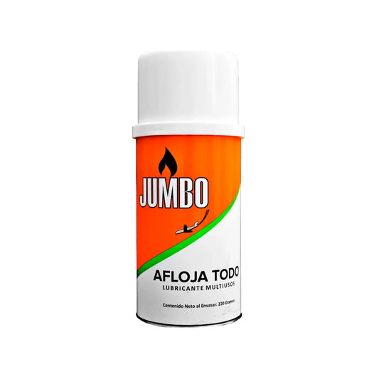 Lubricante Jumbo Afloja Todo multiusos en spray de 220g para remover óxido y lubricar piezas metálicas oxidadas.