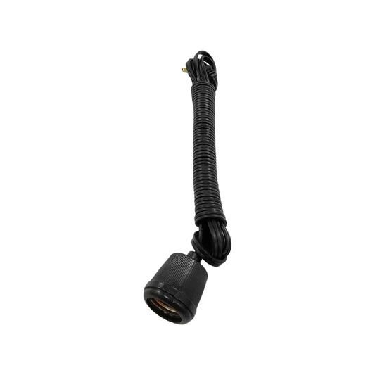 Extensión con socket portalámparas E27, cable negro de 4 metros coiled, para iluminación temporal