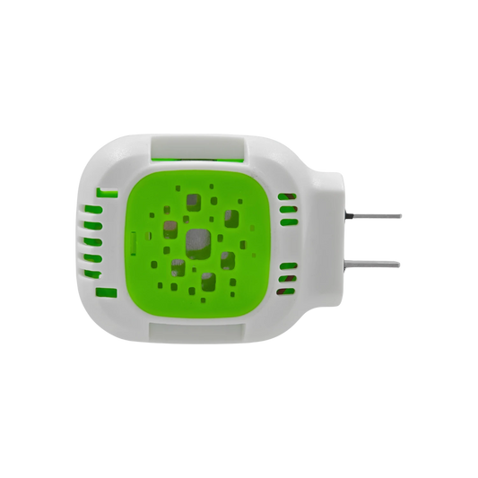 Repelente eléctrico Caza Moskitos, blanco y verde, de enchufe para mosquitos y otros insectos