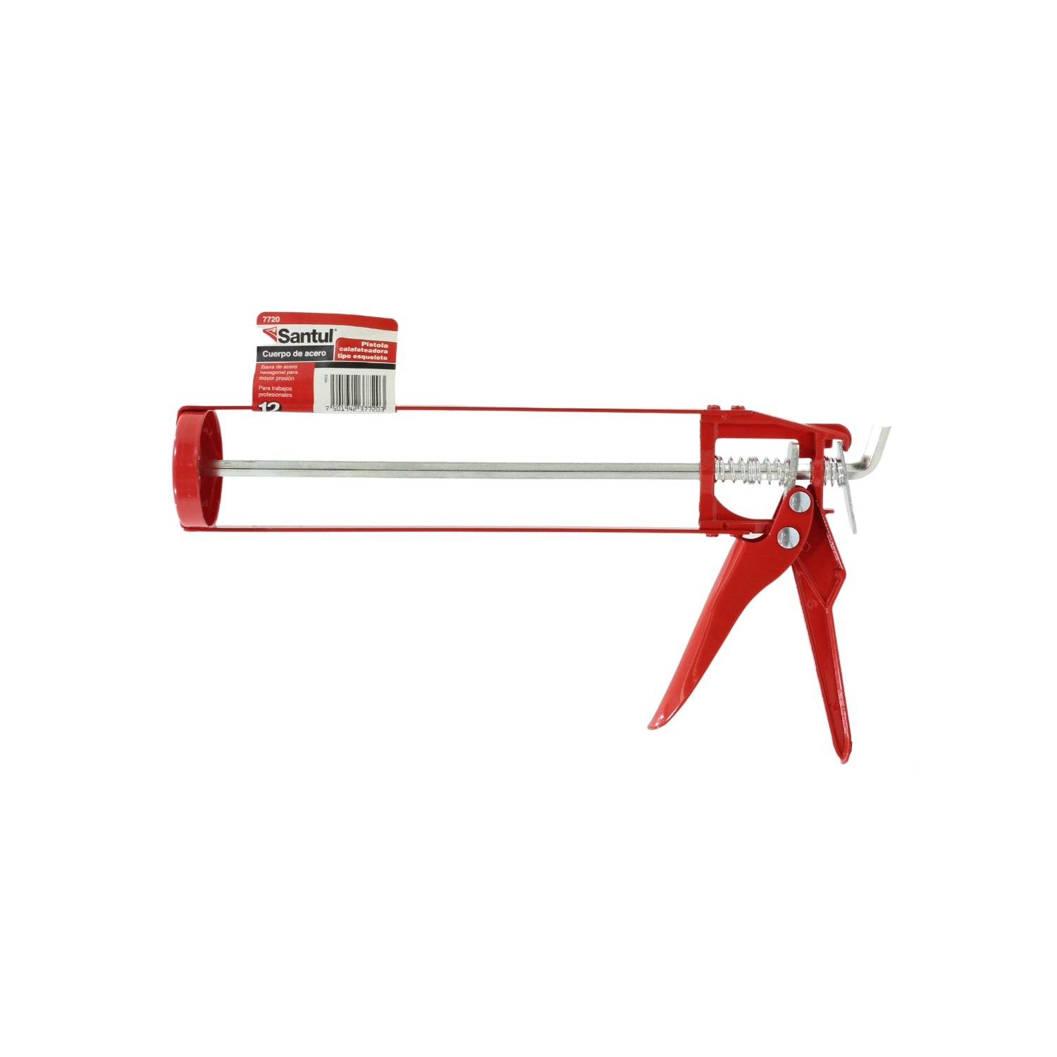 Pistola calafateadora Santul 7720 roja tipo esqueleto de acero, barra reforzada para trabajos profesionales