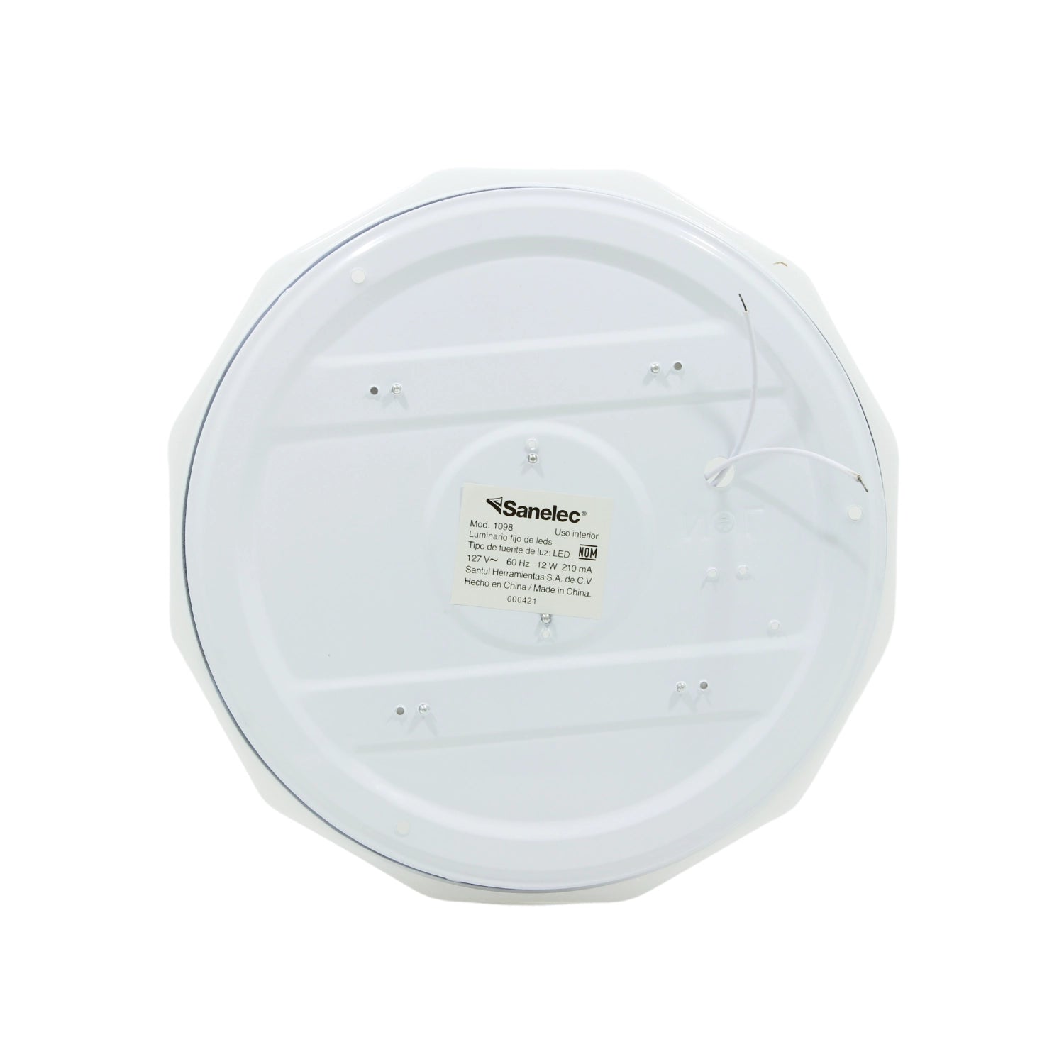 Plafón LED Sanelec 1098 de 12W blanco, diseño poligonal para sobreponer