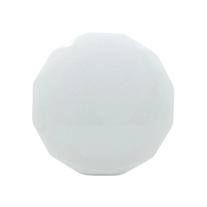 Plafón LED redondo blanco 12W de sobreponer, diseño moderno facetado con textura brillante
