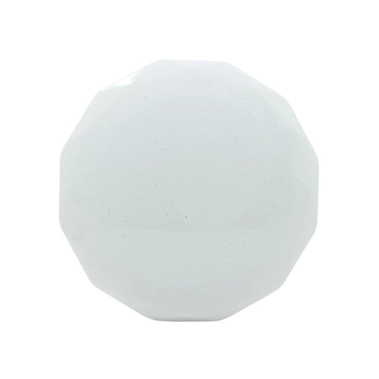 Plafón LED redondo blanco 12W de sobreponer, diseño moderno facetado con textura brillante