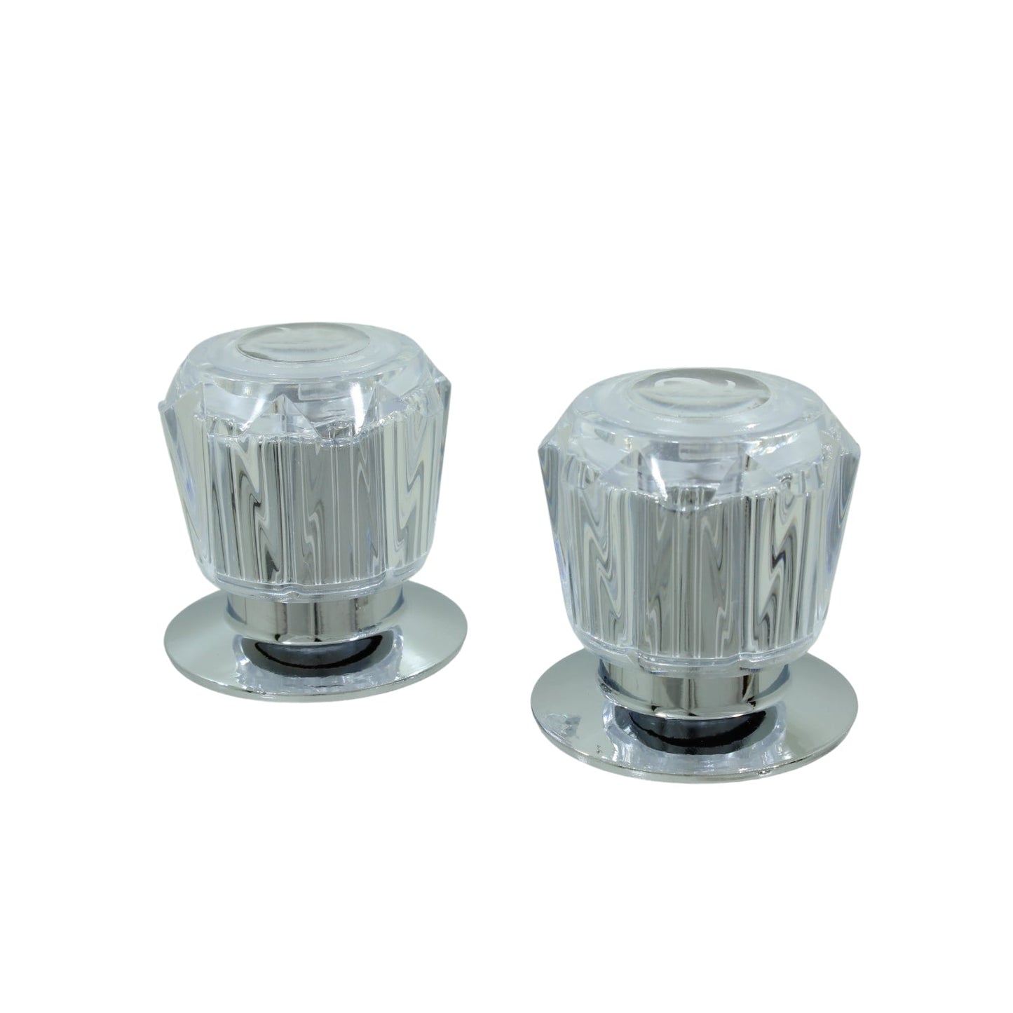 Juego 2 manerales de regadera acrílico cristal transparente con diseño facetado y bases cromadas brillantes